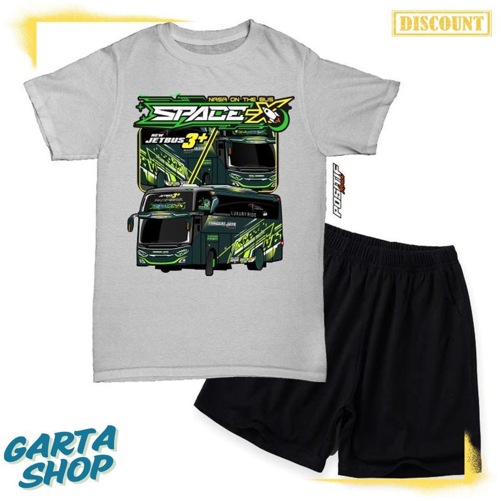 Space X New Jetbus Bus Kids T-Shirt Set Positive Merch Boys Girls Bus เสื้อยืดถึง 70%