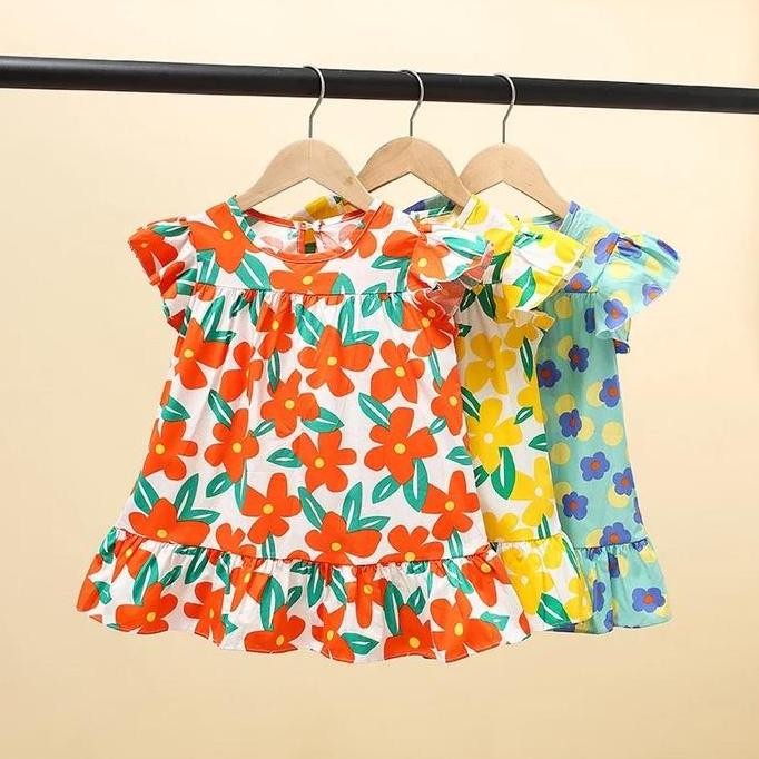 KATUN DV47 } 1-7 Years Floral cotton babydoll Dress เดรสเด็กผู้หญิงสไตล์เกาหลีสวยๆ
