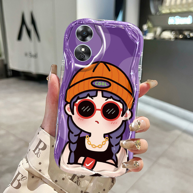 Hpปลอกสําหรับoppo A17 A17K HPกรณีCool Girl Drop Preventionรูปแบบสองสีโทรศัพท์มือถือปลอกSoftcaseซิลิโ