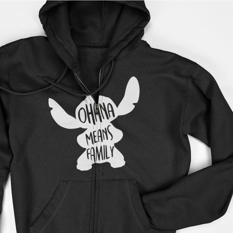 เสื้อแจ็คเก็ตมีฮู้ดมีซิป - Ohana Means Family