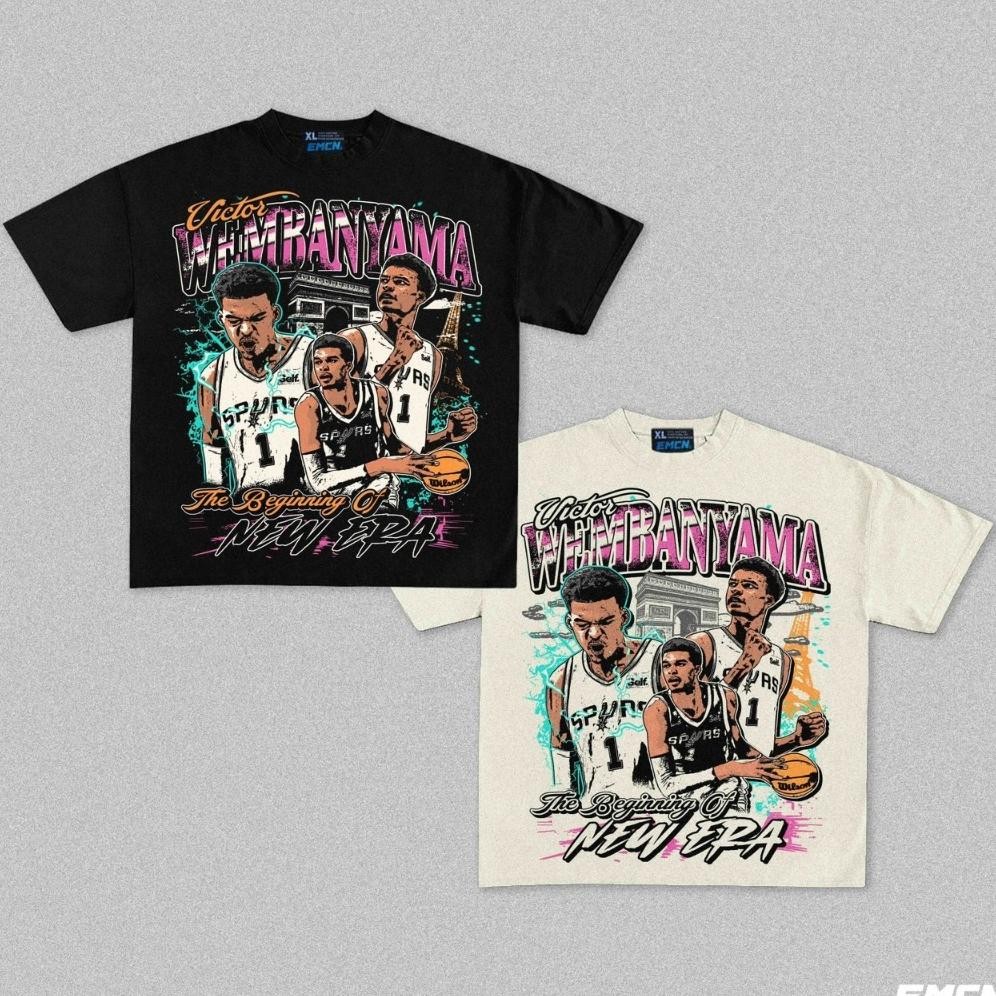 เสื้อยืดโอเวอร์ไซส์ Emcn ใหม่ล่าสุด Wemby Rookie Year