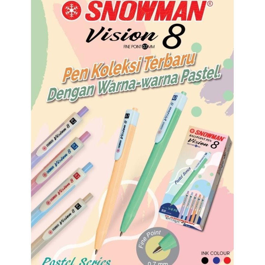 สินค้าใหม่!! SNOWMAN V8 PASTEL 0.7mm PEN / PASTEL VISION 8 โหล