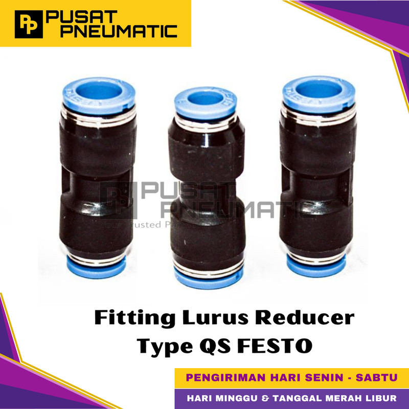 QS-2-4 One Touch Fitting ลดตรง Slip ล็อคซ็อกเก็ต Push In Connector หัวนมท่อหัวนม 6 มม.x 4 มม. FESTO