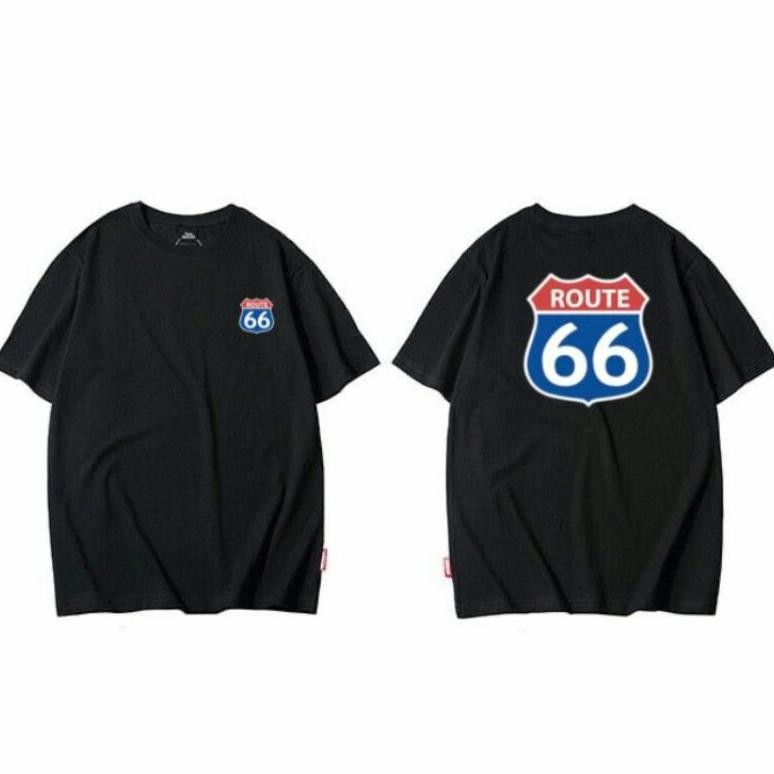 เสื้อยืดรถจักรยานยนต์โลโก้ Viral Route 66 The Freedom Great American Road Route 66