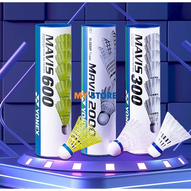 Y0NEX แบดมินตันลูกขนไก่ไนลอน Mavis 600 6 in 1 6in1 ไนลอนมั่นคง