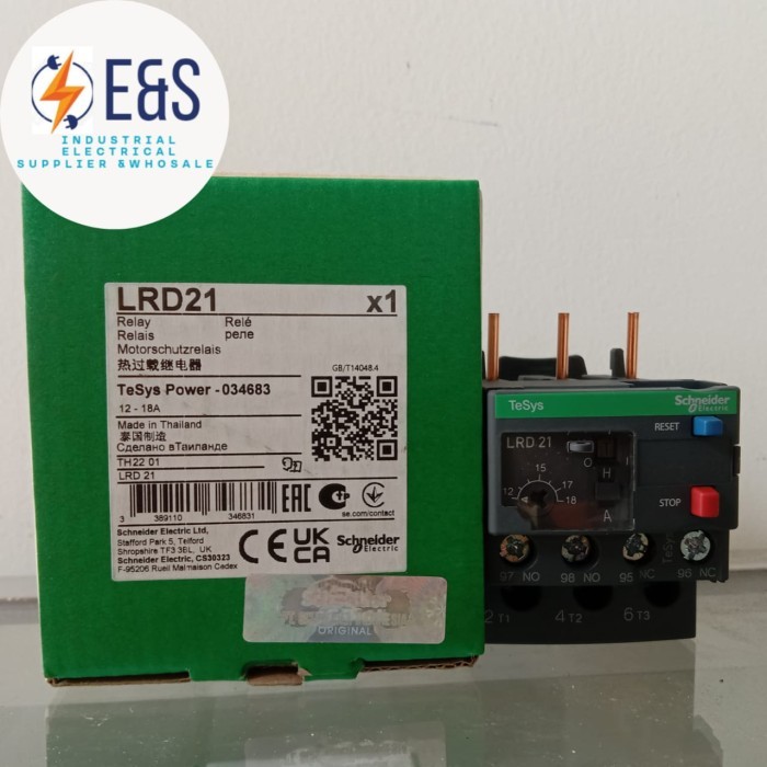 รีเลย์โอเวอร์โหลดความร้อน Schenider Lrd21 12-18A / Lrd 21 Scheneider