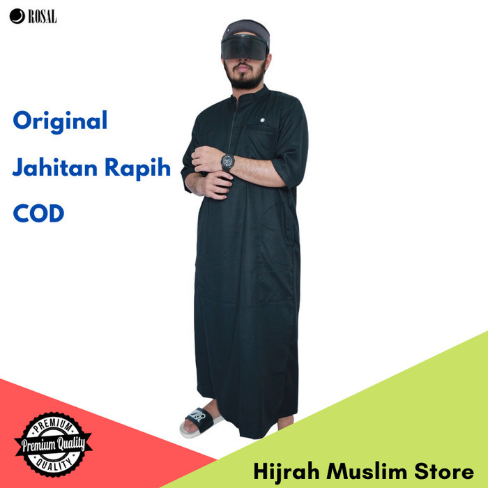 Katun HITAM เสื้อคลุมผู้ชาย Almain Hara Cotton Mens Robe Oblong 3/4 Sleeve Rosal Mens Gamis ML XL - 