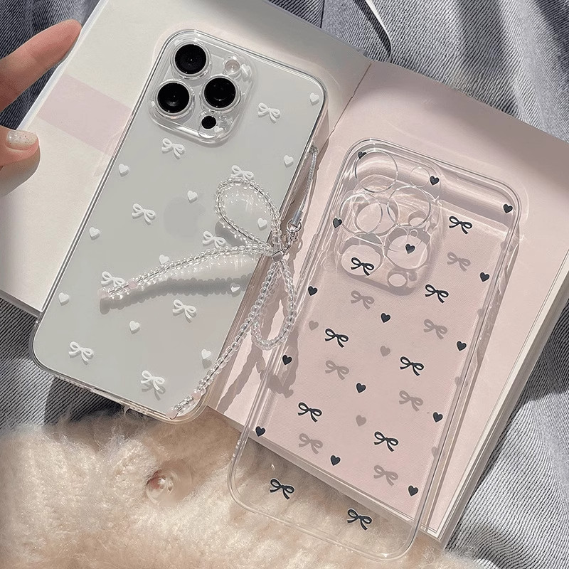 ธรรมดารักโบว์เรียบง่ายน่ารักนุ่มกรณี Hp Oppo A5i Pro C65 Realme C61 C63 C53 C65 หมายเหตุ 50 Reno 11F