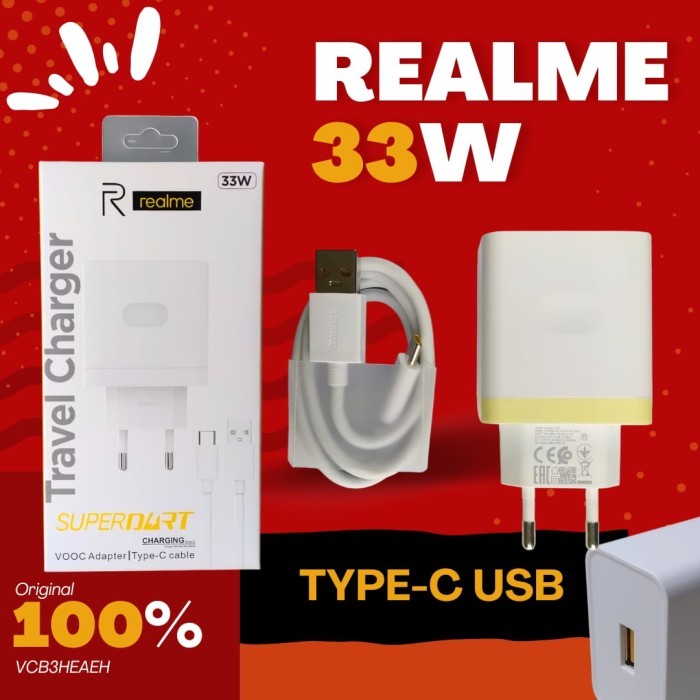 เครื่องชาร์จ Realme 33W SUPERDART ของแท้พร้อมสาย SUPERVOOC USB Type C