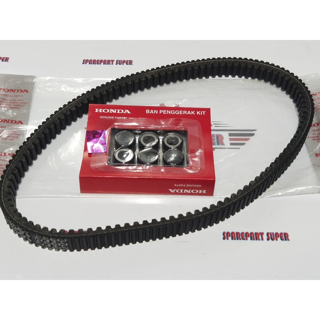 VAN BELT PLUS ROLLER SET GENIO, VANBELT HONDA GENIO PART KOJ, HONDA GENIO TIRE DRIVE BELT