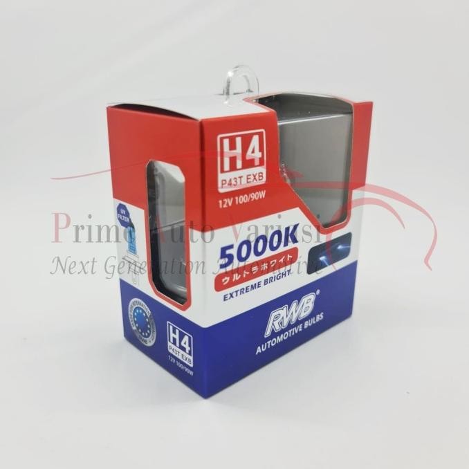 H4 5000K EXTREME BRIGHT P43T EXB 100/90W BULB - RWB