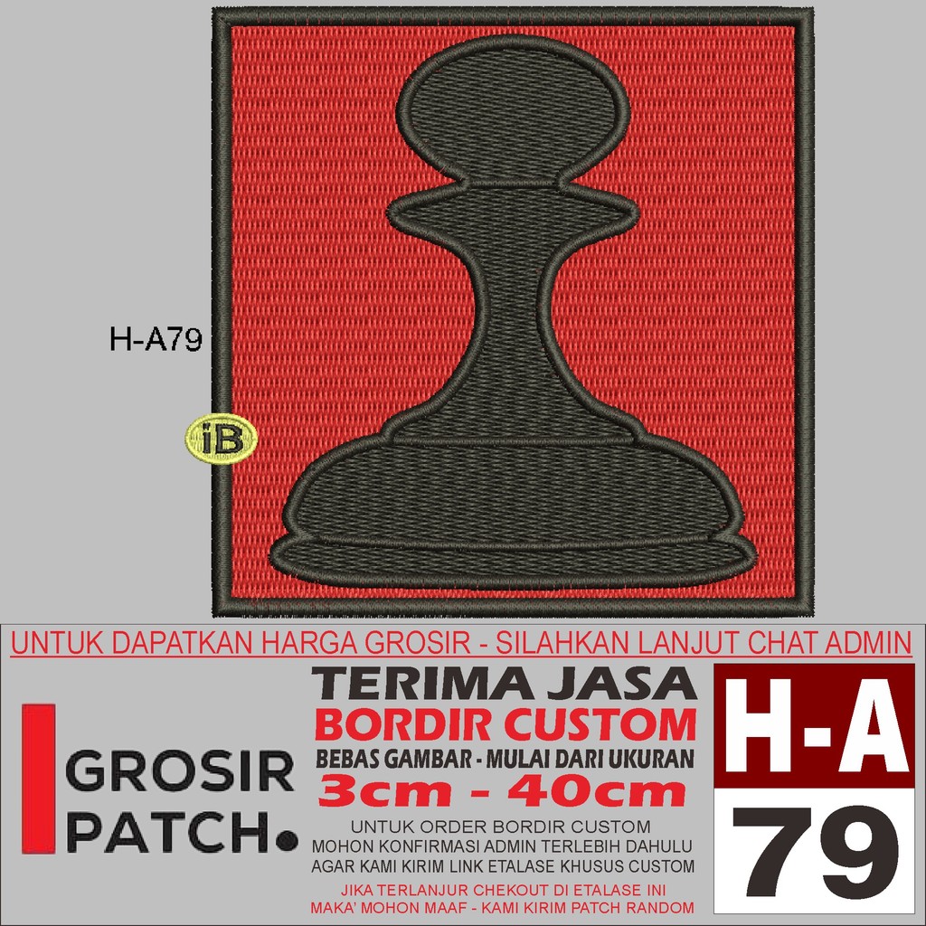 H-A79 BLACK KING CHESS CHESS LOGO EMBROIDERY PATCH - WHOLESALE REVIEW/TESIMONI PATCH