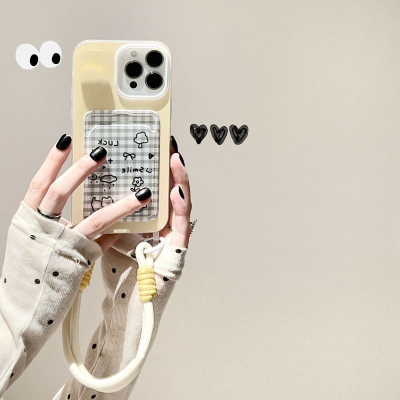 Lanyard Card Holder แฟนซีดอกไม้ Lattice Soft Case Hp Iphone 17 Air 16e Xr 13 Pro Max 16 Pro Max 7+ 8