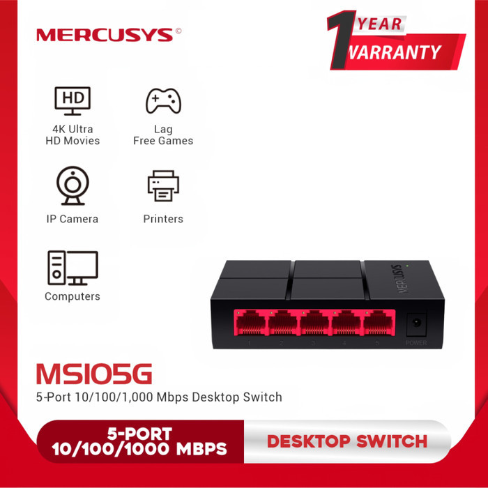 MERCUSYS MS105G SWITCH HUB 5-PORT 10/100/1000 MBPS
