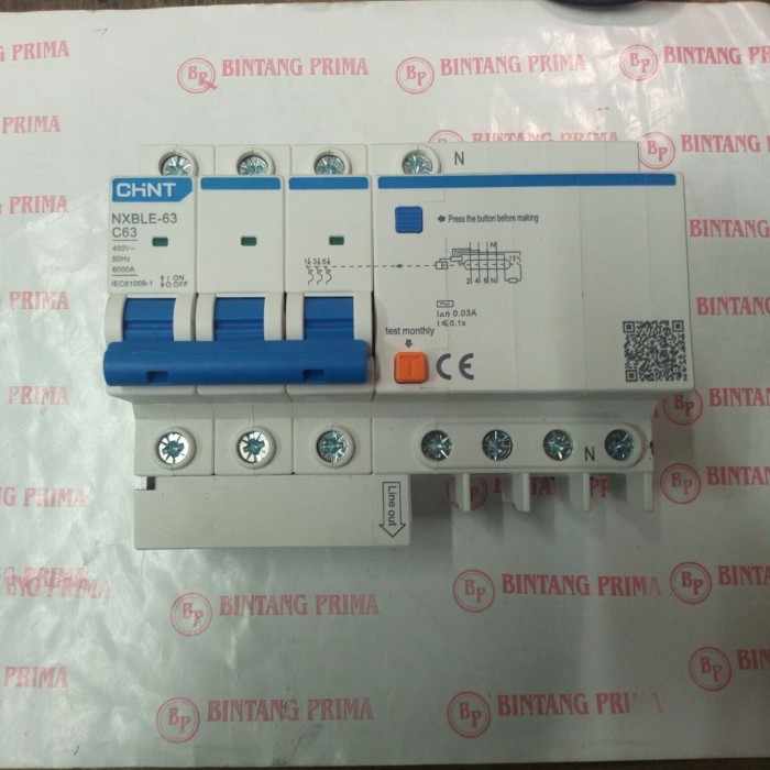 Rccb / Elcb / Rcbo 4P 16A-32A Type Nxble-32 3P+N 6 Ka Chint Brand