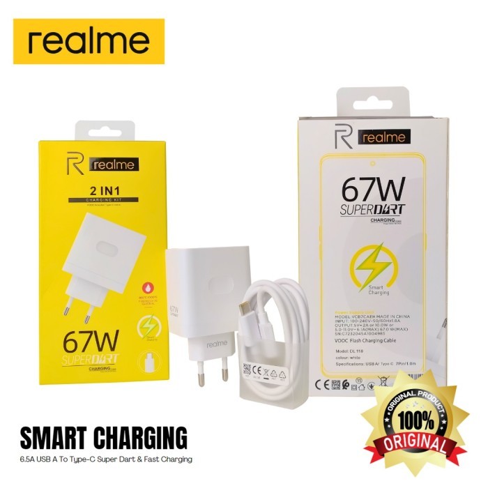 เครื่องชาร์จ Realme 67W SUPERDART ของแท้พร้อมสาย SUPERVOOC USB Type C