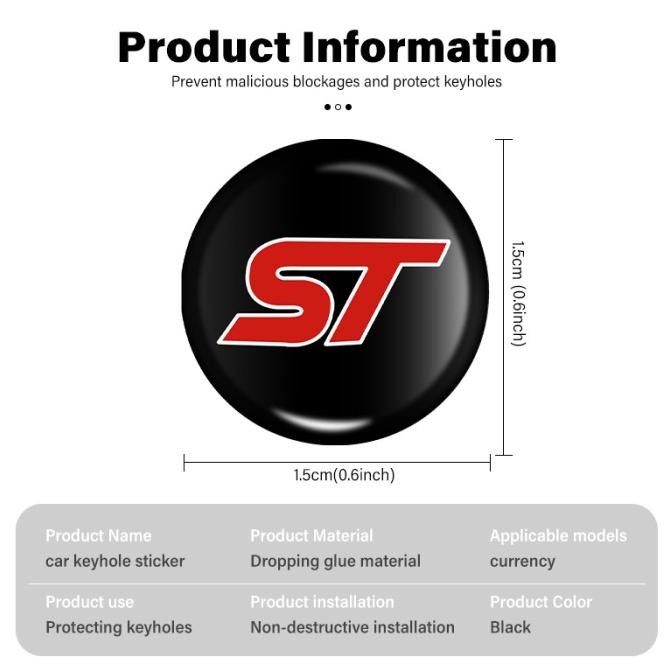 20PCS รถประตู KEYHOLE สติกเกอร์ล็อคอัตโนมัติป้องกัน DECAL FORD ST RACING PERFORMANCE FOCUS MK2 MK3 M