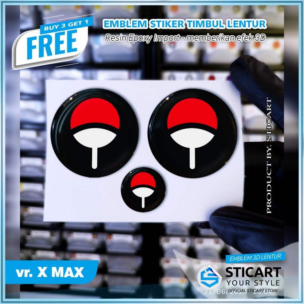 Uchiha CLAN EMBLEM นูน X MAX สติ๊กเกอร์มอเตอร์ไซค์ 3D FLEXIBLE นูน EMBLEM
