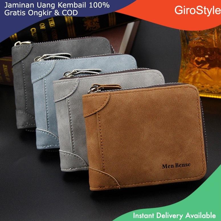 Rg - Men Bense D5503 กระเป๋าสตางค์ใบสั้นผู้ชายมีซิป วัสดุเรียบ