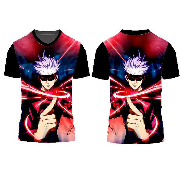 เสื้อยืดเด็กน่ารัก อะนิเมะการ์ตูน Viral Satoru Gojo Jujutsu Kaisen C4 การ์ตูนฟิล์มพิมพ์ 3D ด้านหน้าด