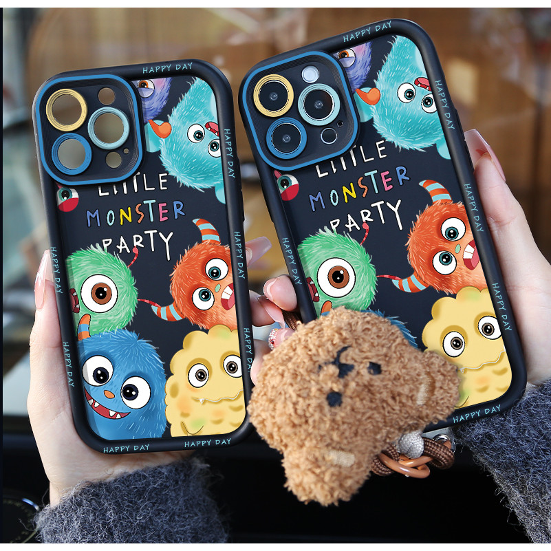สีสัน Monster Lanyard สายคล้อง Soft Case Hp Oppo Reno 11F A3X A60 Reno 11 Pro 5G A17 A17K A54 4G A52
