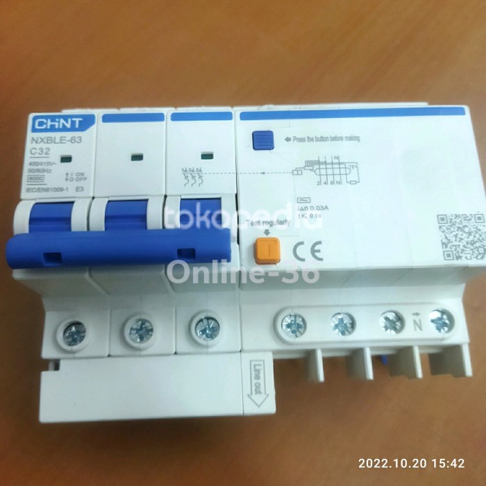 Rcbo Chint 3P Nxble-63 Without (N) 3P16A, 3P25A, 3P32A ความไว 30Ma