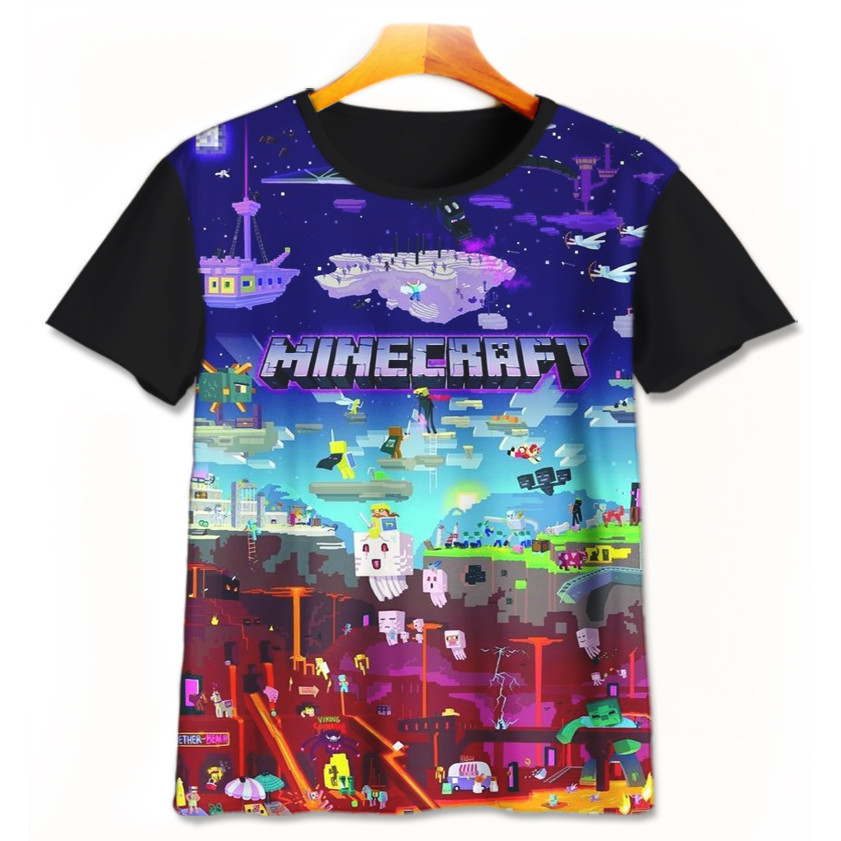 เสื้อยืดเกม Minecraft Minecraft-2-designWD เสื้อยืดเด็กผู้หญิงอายุ 1 - 12 ปี 3D ภาพยนตร์เกมเสื้อยืด 