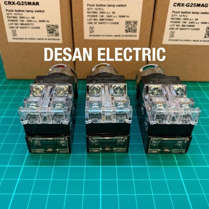 โคมไฟปุ่มกด Hanyoung Nux CRX-G25MAG CRX-G25MAY CRX-G25MAR 220VAC