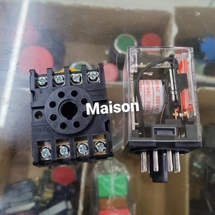 ชุดรีเลย์ MK2PI 220VAC + เต้ารับ / MK2P 220V / MK2P 220VAC 8 PIN