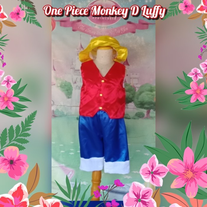 พร้อม! One Piece Monkey D Luffy Kids Costume - เซ็ตกางเกงเสื้อกั๊กหมวก