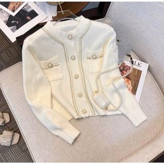 CARDIGAN WOL RAJUT WANITA KNITWEAR KOREAN STYLE LIST FULL MUTIARA