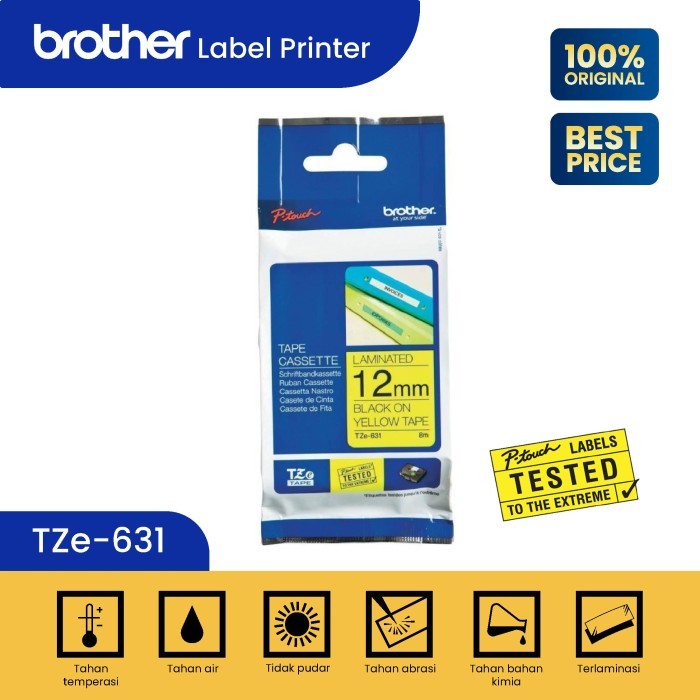 จัดส่งฟรี - Brother Label Tape TZE-631 12MM สีดําเหลือง TZE 631 - พิมพ์ฉลาก