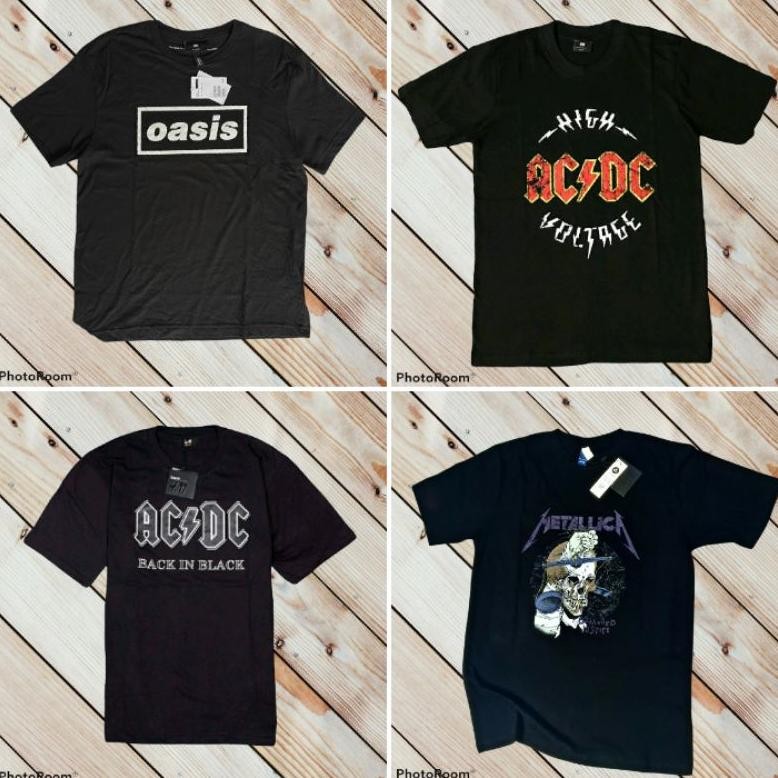 เสื้อยืดวง H&M Oasis H&M Metallica Acdc เสื้อยืดวง