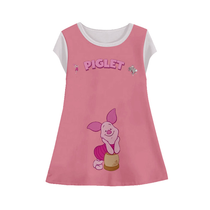 ชุดการ์ตูนเด็กแขนสั้นการ์ตูน 3D พิมพ์ Piglet Tunic-Piglet-1-designWD Limited Edition สําหรับเด็กอายุ