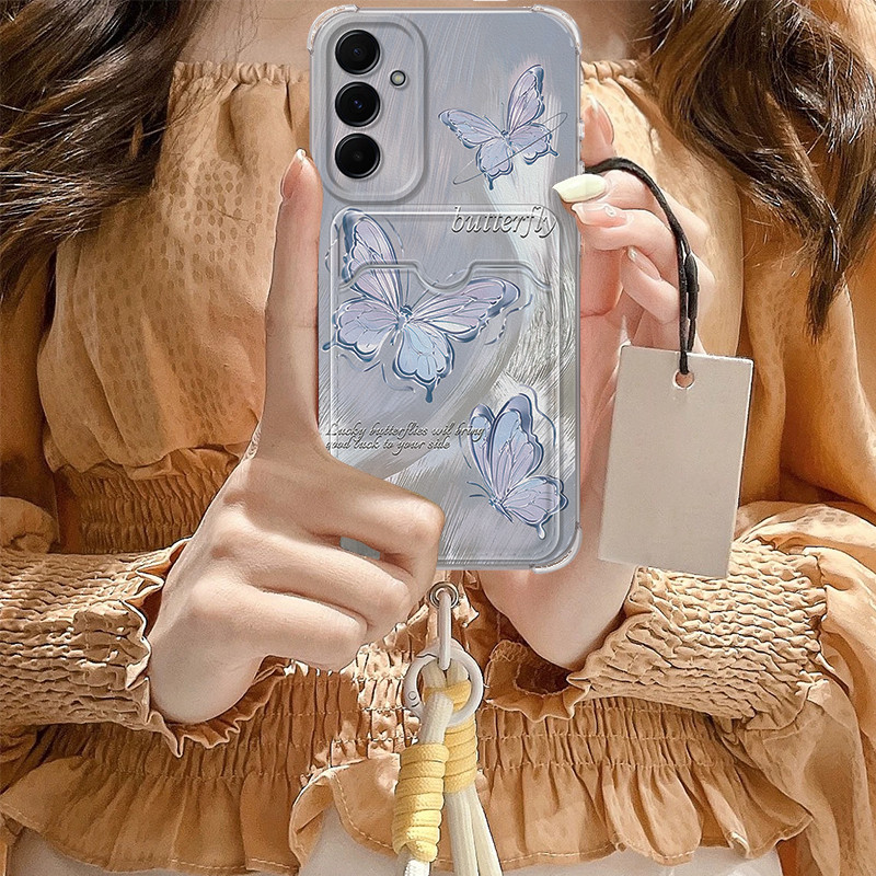 เชือกเส้นเล็กผีเสื้อผู้ถือบัตรใหม่ล่าสุดปลอกOppo 14 14F A3 A3X Reno 13F 13 A60 Reno 11F 5G A38 A16K 