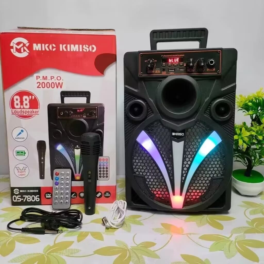 8.8 INCH FULL BASS BLUETOOTH SPEAKER PORTABLE BLUETOOTH WIRELESS SPEAKER 8-INCH KIMISO QS-7801 BONUS