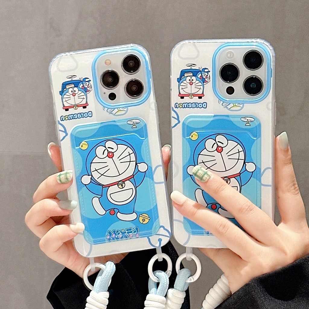 Doraemon Lanyard Card Holder Anti-Scratch Guys Soft Case Hp Oppo C75 C75x Note 60 60x Reno 13F 13 A6