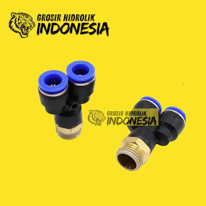 MPX 10 - 01 FITTING Y THREAD BOTTOM PNEUMATIC SLIP LOCK HOSE 10MM THREAD 1/8