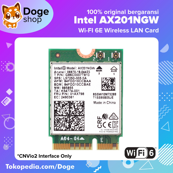 ใหม่ Intel WiFi 6 AX201 การ์ดไร้สายบลูทูธ 5 M.2 NGFF AX201NGW CNVio2
