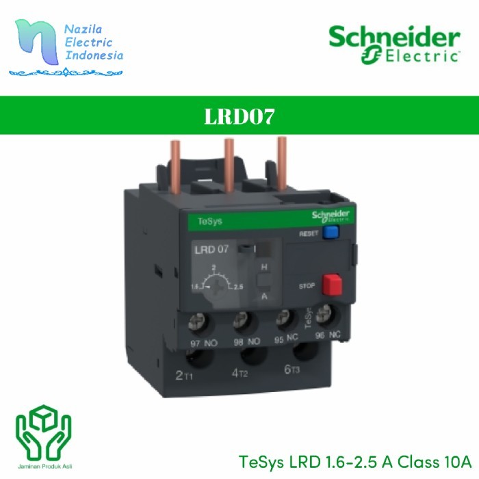 Schneider Thermal Overload Relay Lrd07 / Lrd 07 1.6-2.5A ของแท้
