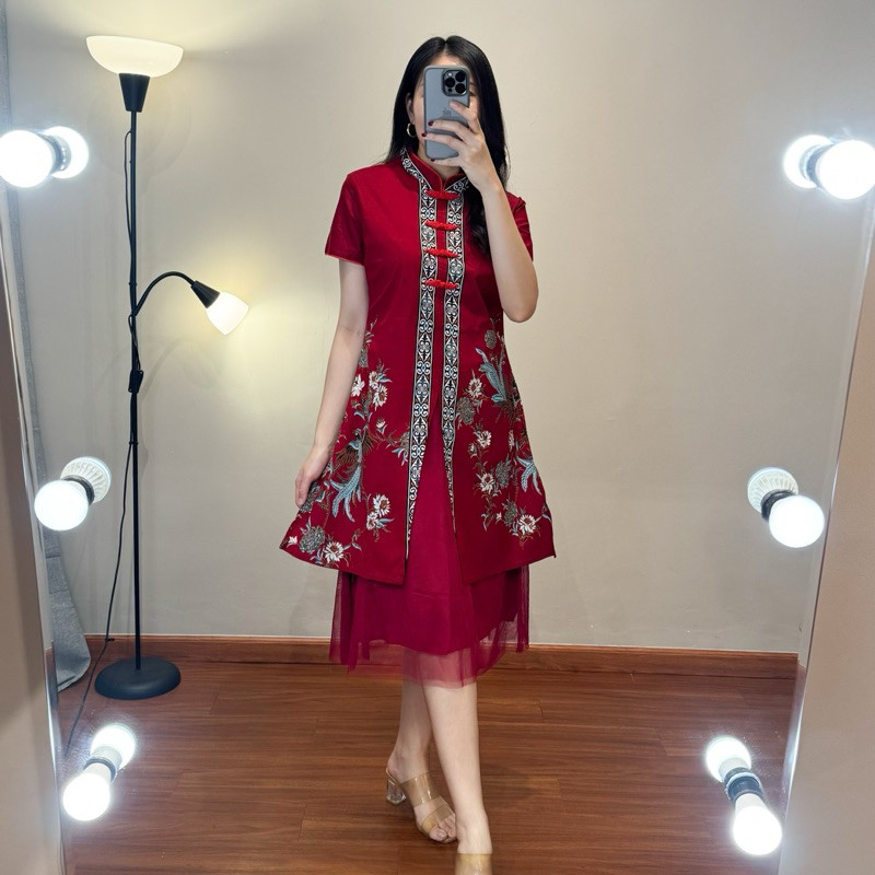 ล่าสุดผู้หญิง Kebaya, Qipao Batik Dress, premium Womens Batik Dress - Yue Qipao Batik Dress
