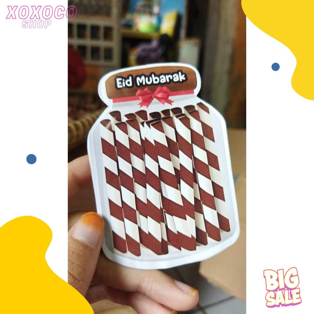 (50 ชิ้น) 3D Reversible Jar Cake Eid ซองจดหมายขนาด 7X9.5 Cm ลายหน้าและหลังสําหรับ Eid al-Fitr Angpao