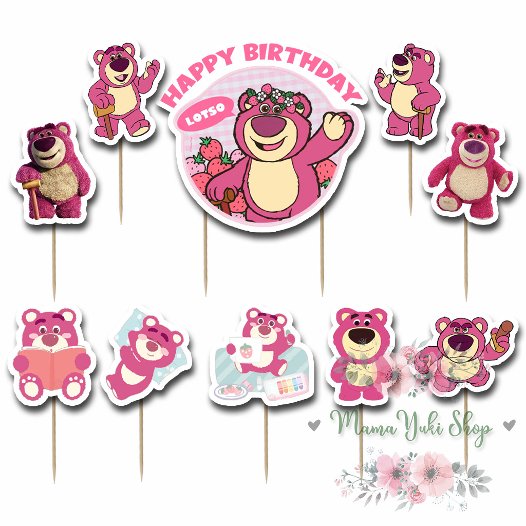Lotso TOY STORY BEAR PINK CUTE Character Childrens Birthday Cake Decorative Cake Topper