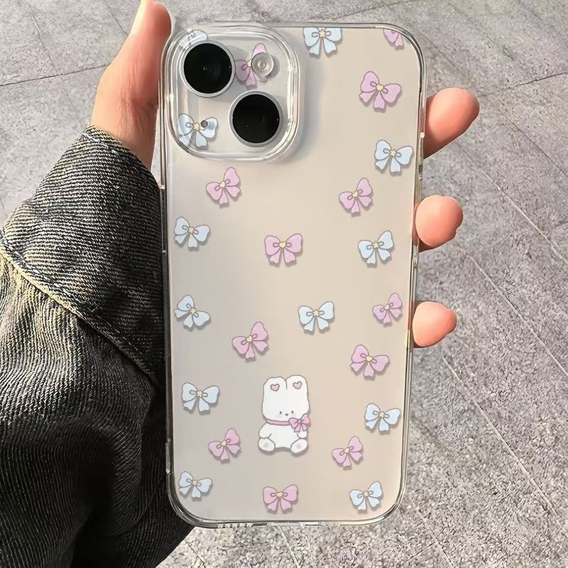 แฟนซีป๊อปโบว์กระต่ายน่ารักนุ่มกรณีHp Oppo A5i Pro C65 Reno 11F 12F 12 Pro Realme C61 C63 C53 C65 หมา