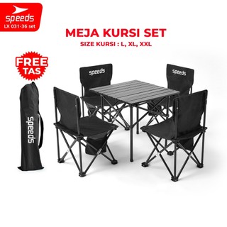 SPEEDS Meja Kurs Lipat Set Free Meja Lipat Kursi Lipat Outdoor Indoor Tas Folding Table Chair Portable Perlengkapan Camping Family 031-36