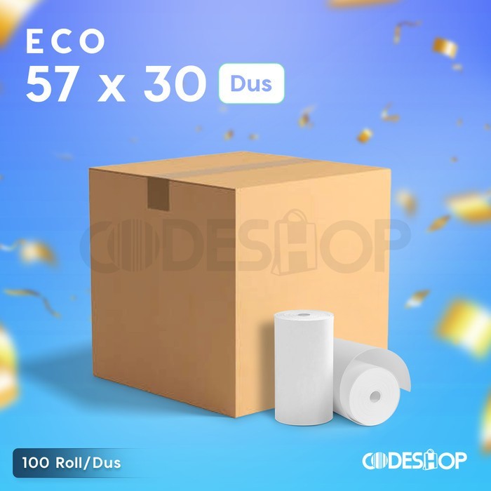 - กระดาษความร้อน Codeshop 100 ม้วน 57X30Mm 57 X 30 เครื่องพิมพ์แคชเชียร์ความร้อนบลูทูธ 57X30 /