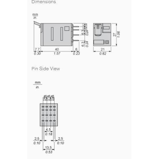 RXM4AB2E7 รีเลย์ Schneider 4 C/O 14pin 48VAC 6A