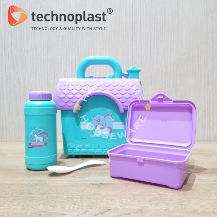 Technoplast Unicorn School Box Lunch Box & Drink Bottle Package