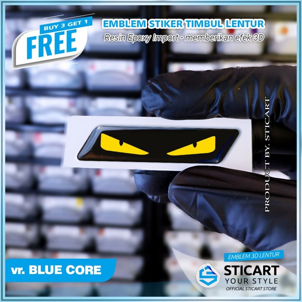 FENDI MONSTER EMBLEM RAISED สติ๊กเกอร์มอเตอร์ไซค์ BLUE CORE 3D FLEXIBLE RAISED EMBLEM