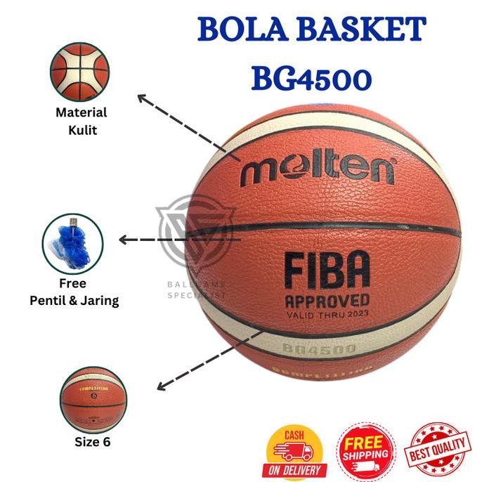 BG4500 LEATHER BASKETBALL / BG4500 BASKETBALL ฟรีวาล์วและNET